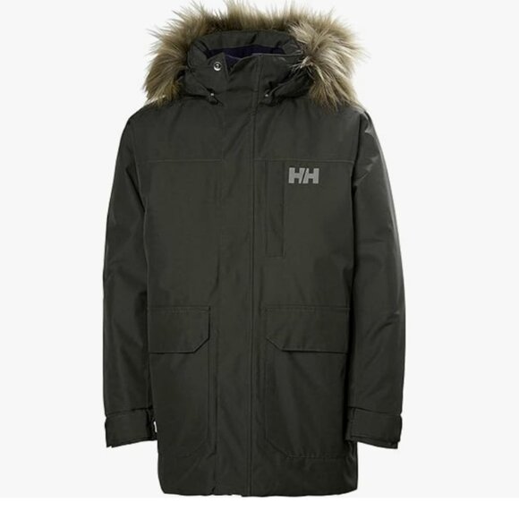 HELLY HANSEN | Felix parka waterproof army green boys sz 10 - Picture 1 of 6